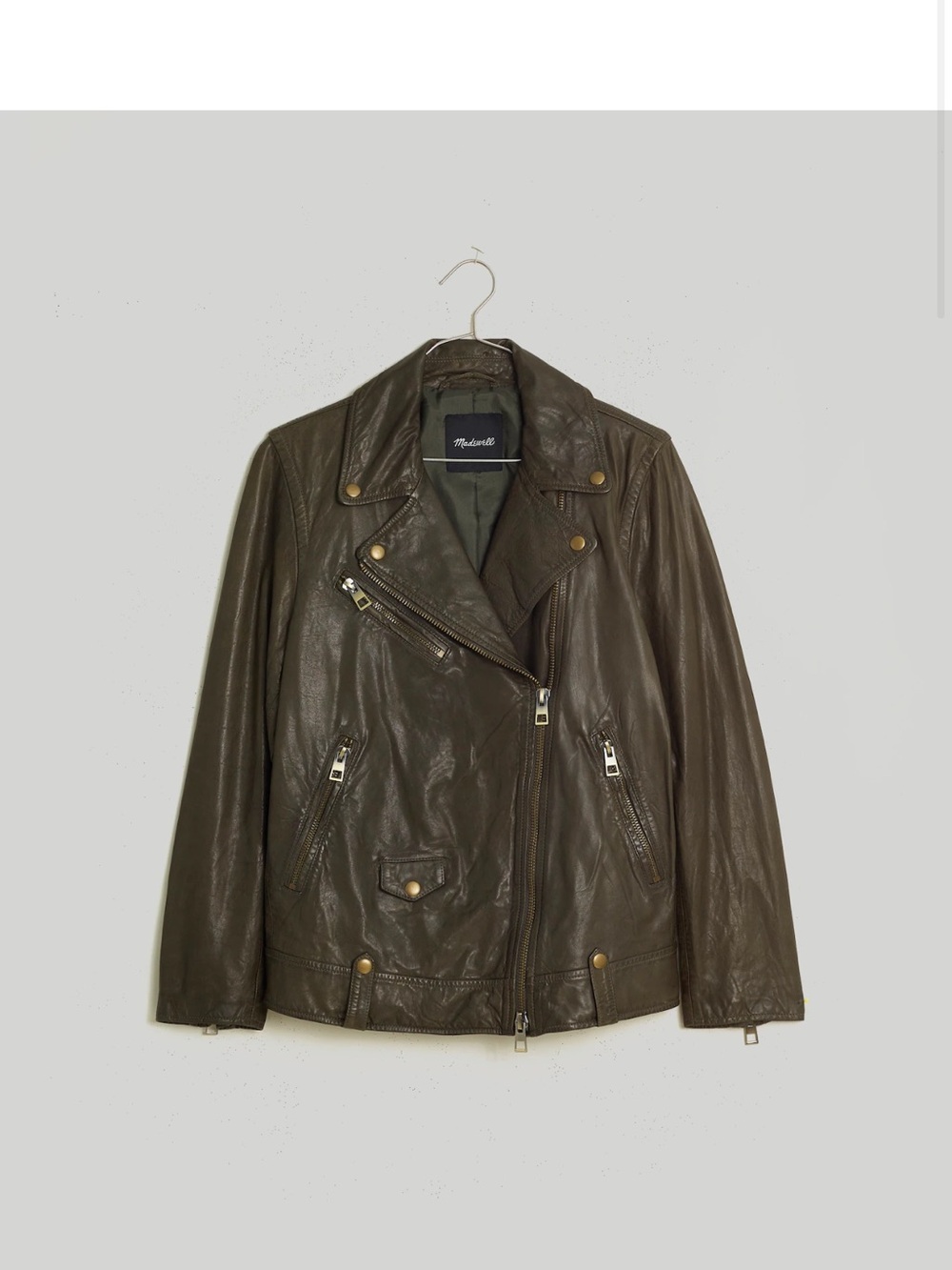 Madewell Leather Oversized Moto Jacket w/ Brass Hardware - size medium